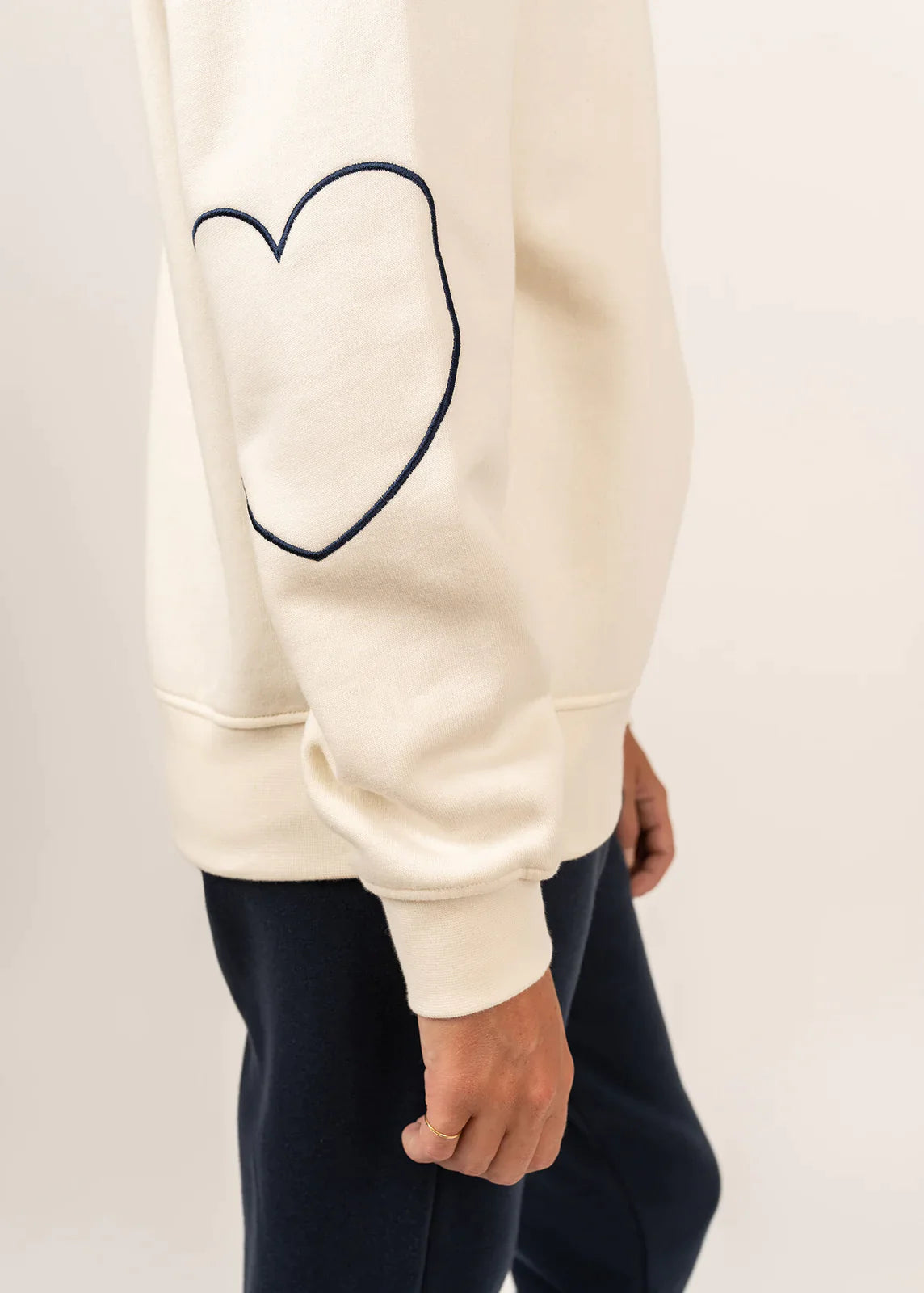 Lola Sweatshirt with Heart Embroidery in White