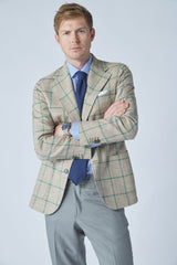 James Jacket in White/Green Windowpane